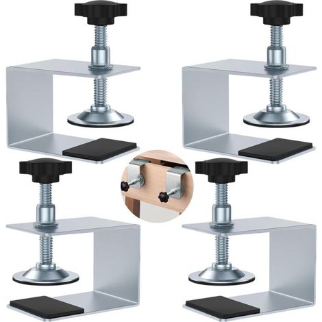 Set of 4 adjustable screw clamps for dressers, with non-slip pads for added safety (1/5)