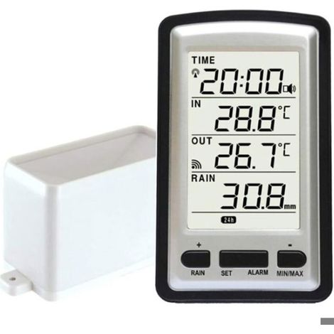 Pluviomètre électronique portable sans fil, numérique radiocommandé haute précision, thermomètre, humidimètre intérieur/extérieur (1/4)