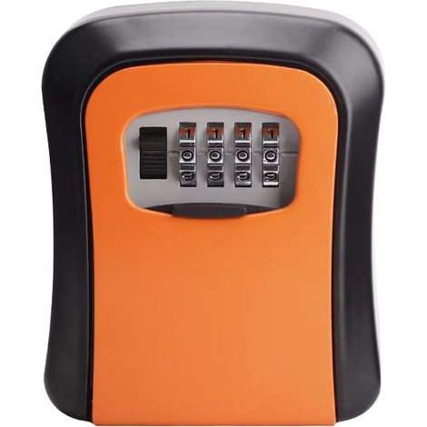 Filiyano-Cadenas à combinaison à 4 chiffres pour ranger vos clés, résistant aux intempéries, fixation murale, orange (1/5)