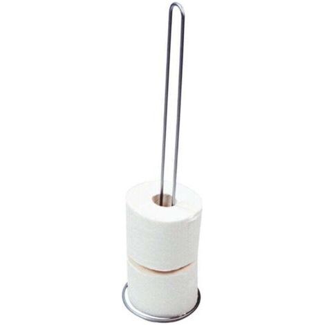 QORVA-Réserve papier toilette Exclusive, stockeur papier toilette à poser, pour 5 rouleaux de papier toilette, Acier, 14x56x14 cm, Brillant (1/2)