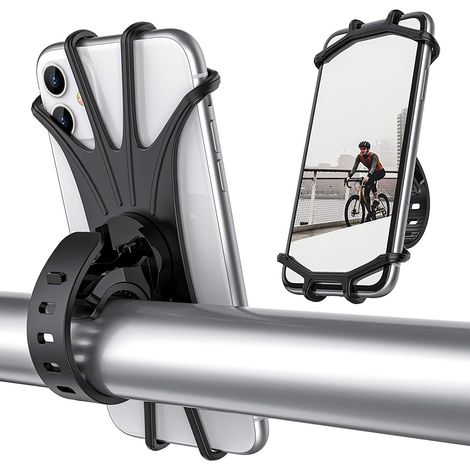 Soporte para teléfono de bicicleta, rotación de 360°, silicona a prueba de golpes, para manillares de bicicletas de montaña y motocicletas. (1/5)