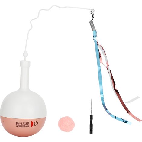 Jouet Distributeur Nourriture Chat Électrique Rotatif avec Ruban Rose en Plastique 137mm pour Félin Curieux et Actif (1/5)
