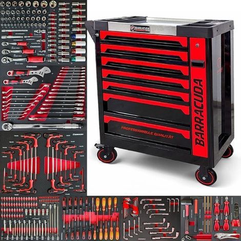 Carro de herramientas - BARRACUDA TOOLS - CUDA Max XXL - 8 cajones - 267 herramientas - Rojo y Negro (1/3)