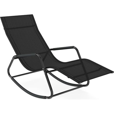 COSTWAY Sedia A Dondolo Da Esterno Lettino Prendisole Sdraio A Dondolo Poltrona Chaise Longue Ergonomico Sostegno Traspirante Costruzione Resistente Braccioli (1/5)
