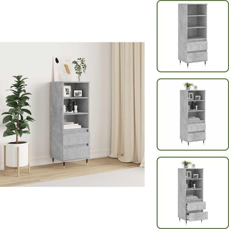 The Living Store Highboard Betongrau 40x36x110 cm Holzwerkstoff - Industrielles Design - Sideboard - Hochschrank - Wohnzimmermöbel - Regal (1/5)