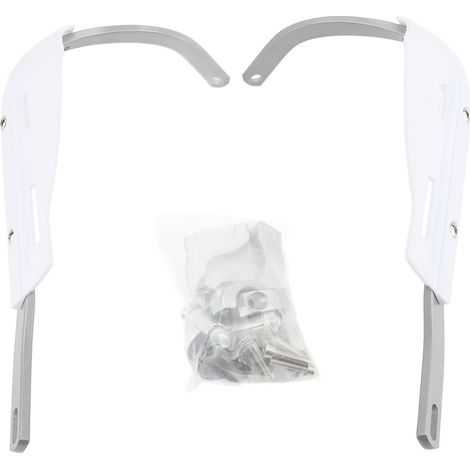 Protège-mains de moto, vis de verrouillage réglable en alliage d'aluminium, protection universelle pour guidon, blanc (poignée argentée) (1/2)