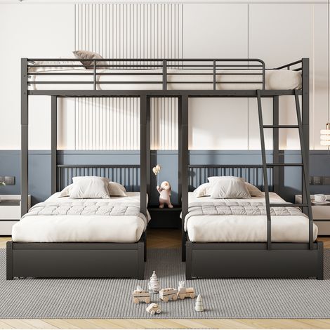 lit superposé double rangement modulable métal noir OKMYHOME (1/5)