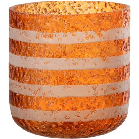 Photophore Design en Verre "Lignes" 15cm Orange (1/4)