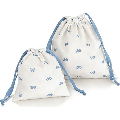 Lot de 2 pochettes de rangement à nœud décoratif (25 cm x 25 cm + 17,5 cm x 18,5 cm) - Organisateurs de voyage portables - Pochettes à cordon à suspendre (1/5)