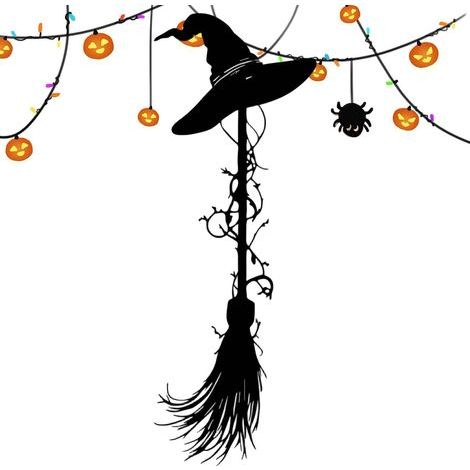 Décoration suspendue balai de sorcière d’Halloween, accessoire de scène sinistre, 30 cm (1/5)