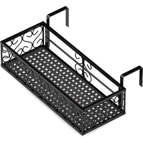 Étagère pour pot de fleurs de balcon, 50 x 20 x 12 cm, largeur de rambarde 6 cm, lot de 1 (1/5)