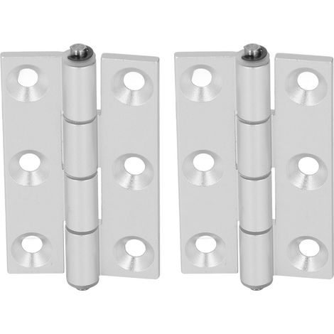 2 charnières plates pliantes en profilé d'aluminium avec douille en résine, axes carrés, quincaillerie pour porte (1/5)