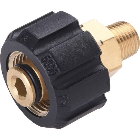 Adaptateur nettoyeur haute pression M22 femelle vers NPT mâle 1/4' – Pression 5000 PSI – Pour lavage efficace et réduction de fatigue (1/4)