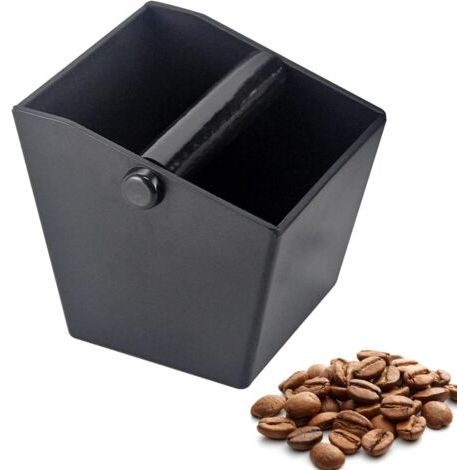 Coffee Knock Box, Bac a Marc de Cafe Knock Box Café Boîte Bac Marc a Cafe Pot Marc de Café, Barista Accessoire Coffee Boite Marc de Café avec Barre de Frappe Amovible et Base Antidérapante (1/5)