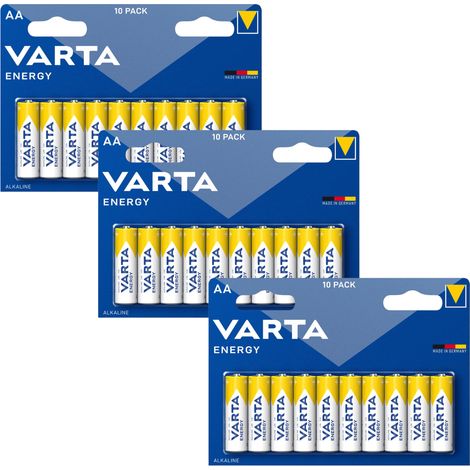 Piles alcalines Varta Energy AA LR06 pour lampe bougie, lot de 10 (3 unités) (1/4)