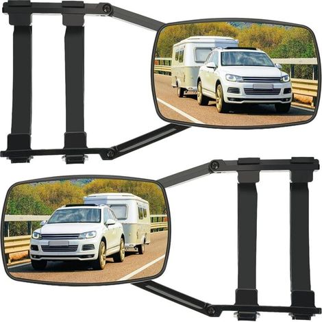 2PCS Rétroviseur de remorque,Miroir de remorquage pour voiture,Rétroviseur à extension réglable pour voiture, camping-car, caravane, RV (1/4)