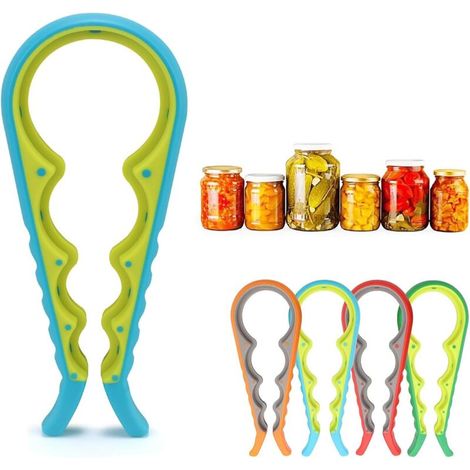 Jar opener, bottle opener, can opener, aid for weak hands, arthritic hands for the elderly and children (blue) (1/4)