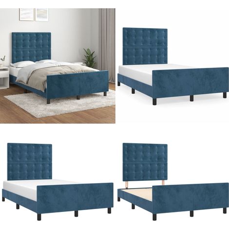 Bettgestell ohne Matratze Dunkelblau 120x200 cm Samt - Samtsofa - Doppelbett - Boxspringbetten - Bettenrahmen - Himmelbett - Home & Living