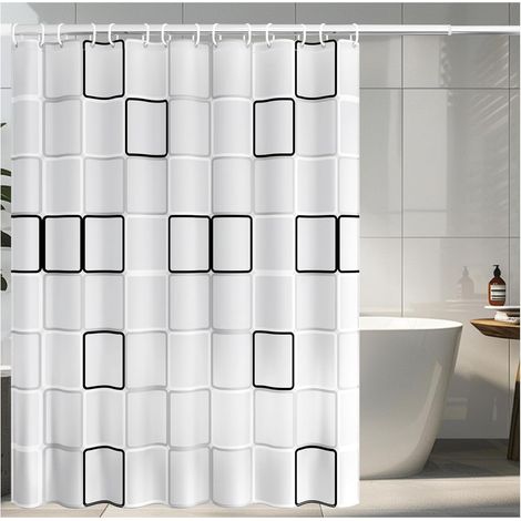 Cortina de baño impermeable - 180x200cm, con 12 ganchos - Lavable, para bañera y baño