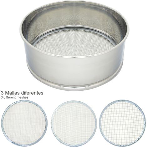 Setaccio per farina in acciaio inox ø 20 cm. con 3 setacci intercambiabili (1/3)
