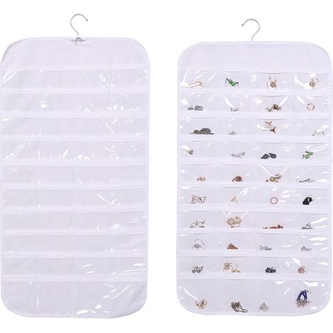 Organisateur Porte - 80 Poches Avec Fenêtres PVC - Pour Bijoux Accessoires Salle De Bain Chambre - Blanc (1/3)