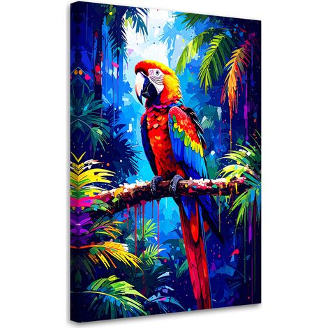 Wandbild Bunter Papagei auf einem Ast 60x90 cm (1/5)