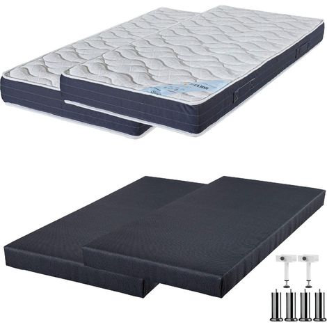 Matelas mousse + Sommier SR9 Deco 2x80x200 Melior - H. 20 cm - Soutien ferme (1/5)