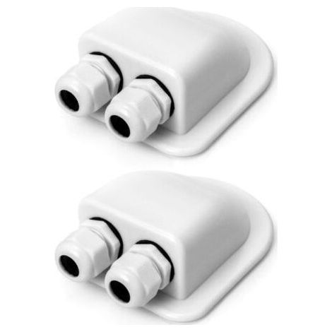 2 Pack Roof Feedthrough IP68 Waterproof Solar Cable Gland Weatherproof Double Cable Entry Box ABS Cable Gland for Caravan and Boat White (1/4)