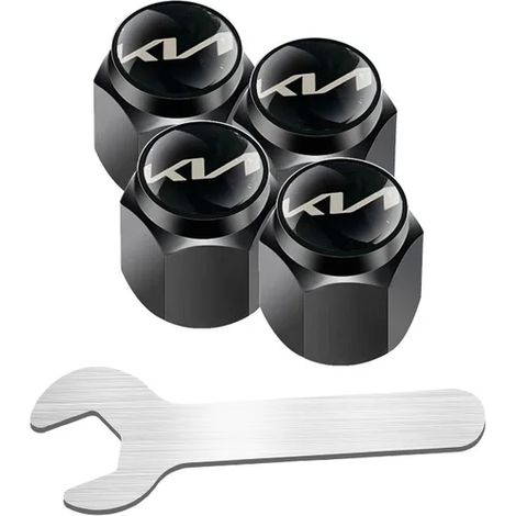 (Bb-Noir) Bouchons de valve de roue de voiture avec clé, compatibles avec RIO Seltos Optima Soul Sportage Sorento K3 K5 K7 KX3 Ceed Stonic. Accessoires inclus. (1/5)