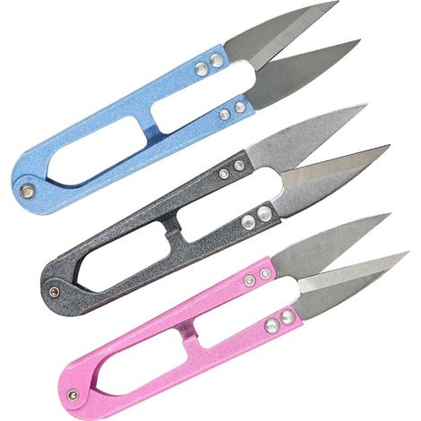 Ciseaux en forme de U (lot de 3) à cliquet, cisailles de jardin en acier robuste, petit sécateur portable pour le jardinage, ciseaux à plantes, ciseaux de jardin, ciseaux de couture, ciseaux multifonc (1/5)
