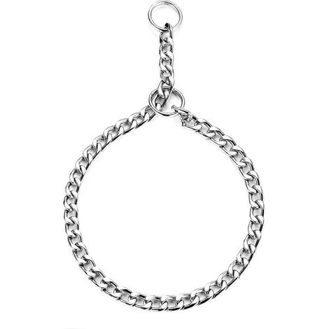 Collier de dressage pour chien, collier étrangleur réglable en acier massif, chaîne serpent pour animaux de compagnie (L-4,0 mm x 60 cm) (1/5)