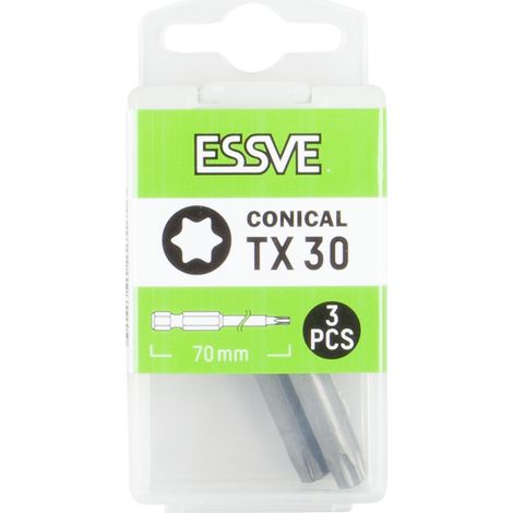Punte per cacciavite Torx ESSVE TX30 da 70 mm, 3 pezzi (1/2)