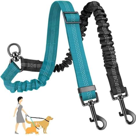 Double Laisse pour Chien Ajustable - Coupleur de Laisse Anti-Emmêlement avec Sangle Réfléchissante pour Promenades en Sécurité