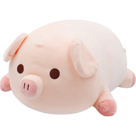 Weiches, rosa Plüschschweinchen-Kissen, niedliche 40 cm große Schweinchenpuppe, rundes Tierkissen mit runden Augen, kuscheliges Geburtstagsgeschenk (1/5)