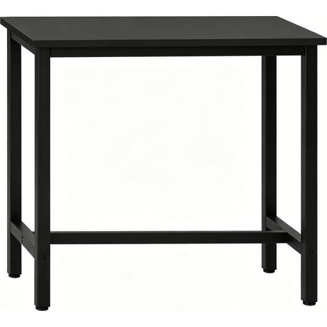 Table haute bar industrielle 40 x 100 cm en métal et bois, pour cuisine, salle à manger ou petit espace, avec repose-pieds et pieds réglables  CHICFURN (1/5)
