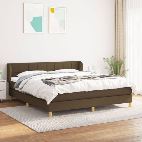 Lit adulte Moderne,Lit à sommier tapissier et matelas Marron foncé 180x200 cm -82125 (1/5)