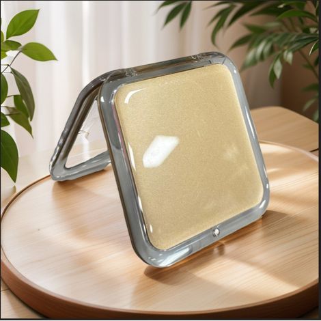 Miroir de Maquillage Pliable Carré Mini avec Grossissement 10x, Miroir de Poche Élégant Couleur Or Champagne avec Couvercle, Idéal pour Retouches et Voyage-lsw