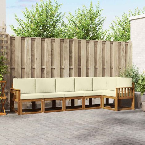 Outdoor-Sofagarnitur mit Kissen 6 pcs Natur und Creme
