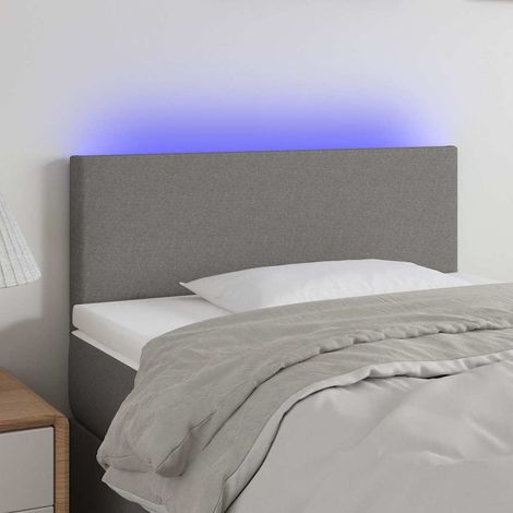 vidaXL Cabecero con LED de tela gris oscuro 100x5x78/88 cm (1/5)