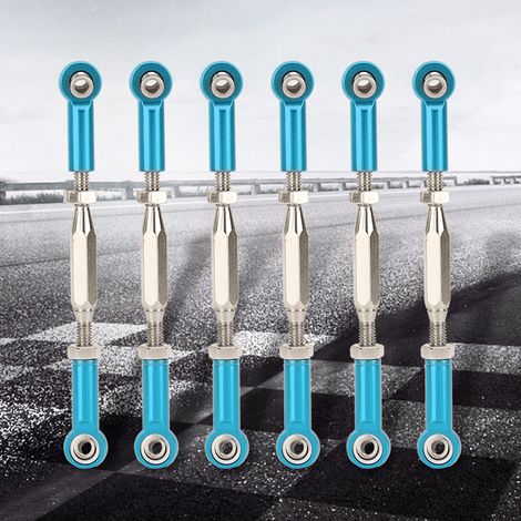 6 pièces Tiges de Réglage en Aluminium 81mm pour Servos de Voiture Télécommandée - Bleu (1/5)