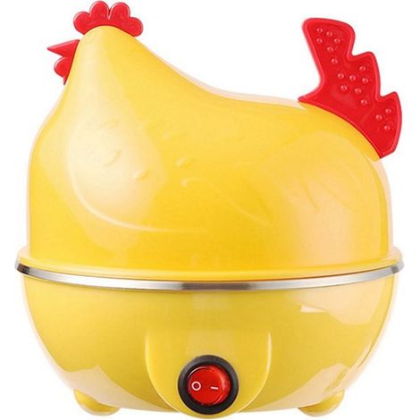Egg Cooker - 350 W - Stainless Steel And PP - For Boiling Steaming Poaching Eggs - US Plug - Yellow - 1 Unit (1/3)