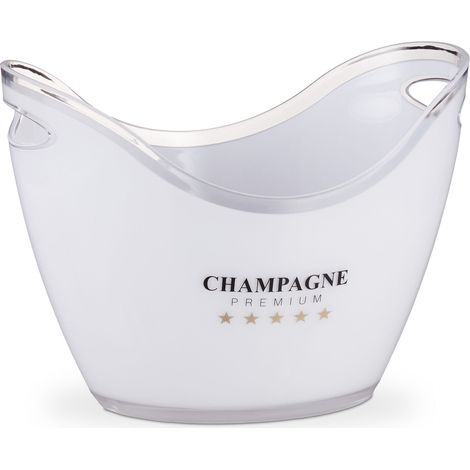 Secchiello per il ghiaccio 6 l per champagne elegante trasportabile con manici in plastica bianca 130008061