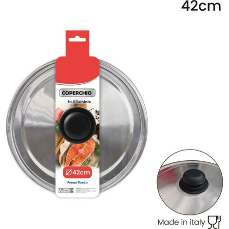 TrAdE Shop Traesio - Coperchio In Alluminio Tondo ø16-18-38-40-42cm Per Padelle Pentole Casseruole Tegami -    -diametro 42cm   -