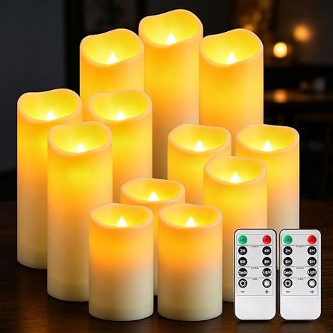 Bougies LED Sans Flamme, Bougies Piliers Avec Télécommande, Bougies Coniques Bougies Vacillantes Bougie LED Flamme Vacillante, Piles, Noël, Mariage, Fête, Table (1/5)