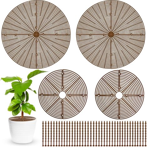 4-teiliges Blumentopfgitter, 52,1 cm und 30 cm Bodenschutzabdeckungen, zuschneidbar, Baby-Sicherheits-Blumentopfabdeckung mit Einsätzen für drinnen und draußen