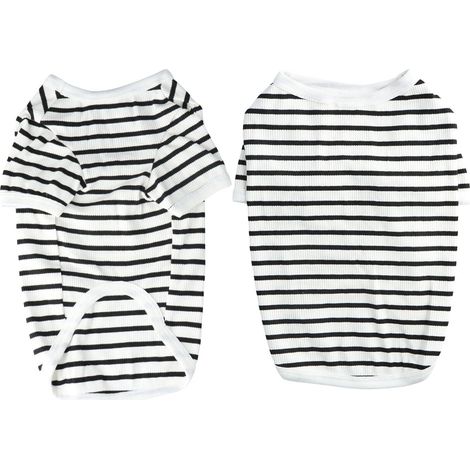 T-Shirt à Rayures pour Chien Chemises en Coton Doux et Respirant, Chihuahua Manches Courtes Vêtements et Chats de Petite (M) (1/5)