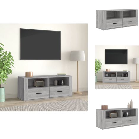 Meuble TV Sonoma gris 100x35x40 cm Bois d'ingénierie - Meubles Tv - Meuble Tv - Support Tv - Unité Tv - Meuble Audio (1/5)
