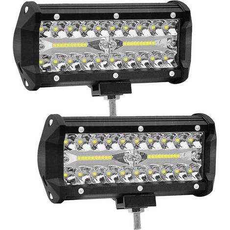 7 Pouces 120W Projecteur Phare de Travail Led WANYI Lampe de Travail 12V/24V pour Vehicule 6000K 12000LM Spot Flood COMBO Feux Antibrouillard LED (2 Pièces) (1/4)