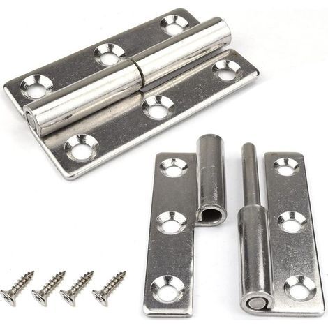 Set of 4 Lift-Up Door Hinges - 6.3 cm - Heavy Duty - Removable - 304 Stainless Steel - For Interior and Exterior Doors (Right Handed)