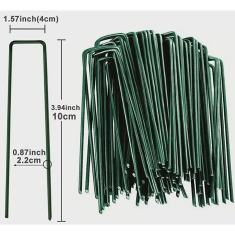 Agrafes de jardin en U, piquets de clôture robustes, piquets à gazon, clous de jardin galvanisés pour maintenir les pelouses, piquets de barrière au sol (1/5)
